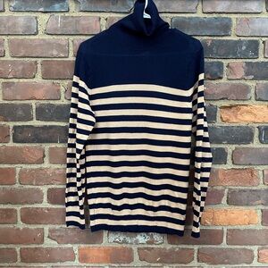LuLu Bravo | Merino Wool Sweater Turtleneck Striped XL -34 Chest / 26.5” Long